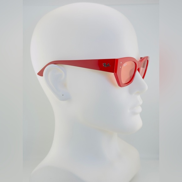 Ray-Ban Zena Sunglasses RB4430 Polished Red Cherry Frame with Pink Lenses Unisex - Picture 4 of 15